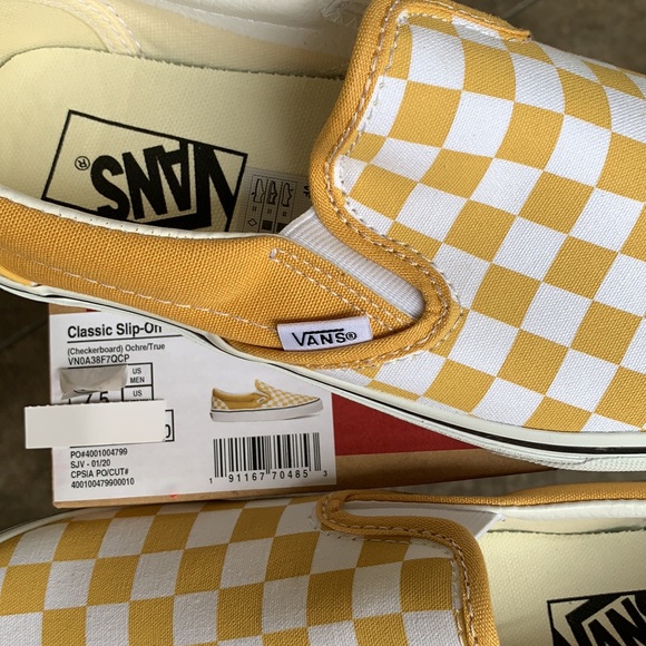 VANS CLASSIC SLIP ON CHECKERBOARD OCHRE/Trwht Men’ - Picture 12 of 12